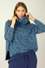 Blue Animal Jacquard Turtleneck - SALE