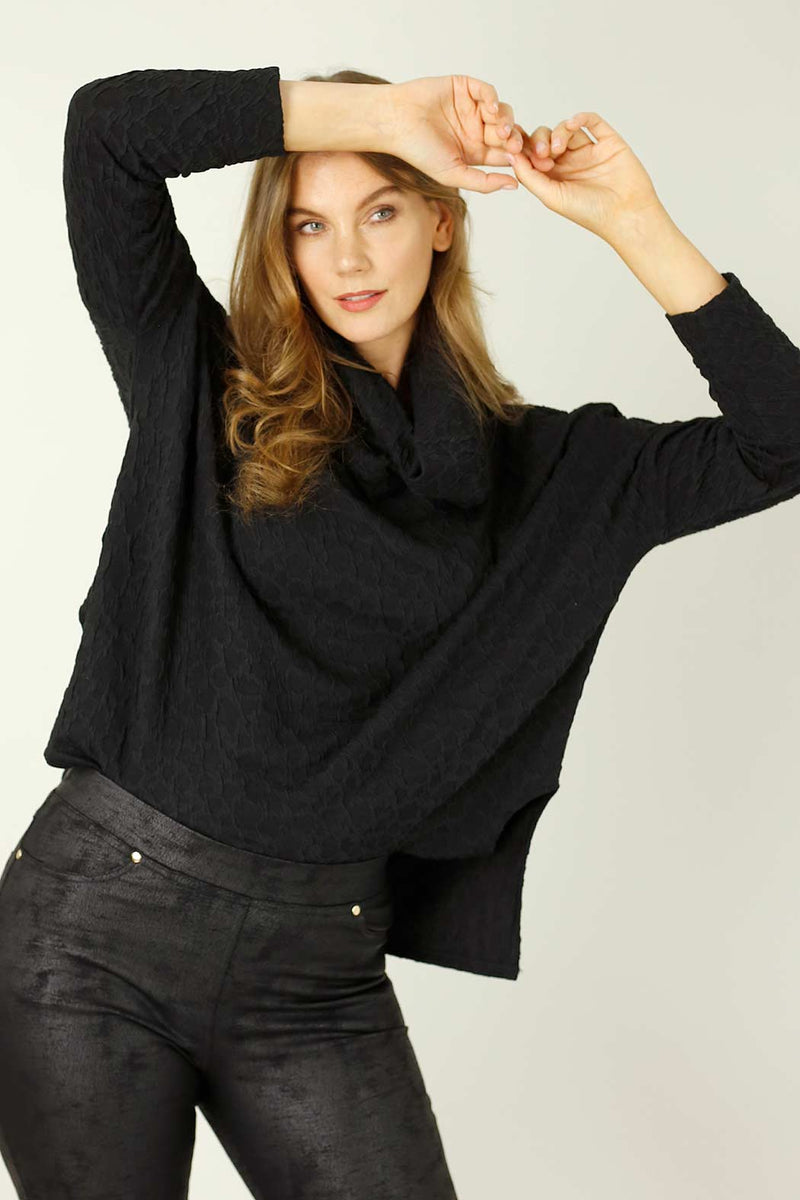 Black Animal Jacquard Turtleneck - SALE