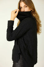 Black Animal Jacquard Turtleneck - SALE