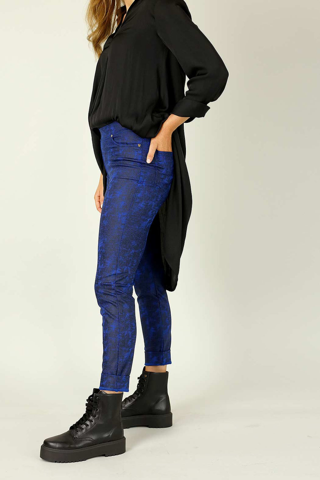 Cobalt Leatherette Pull On Jean - SALE