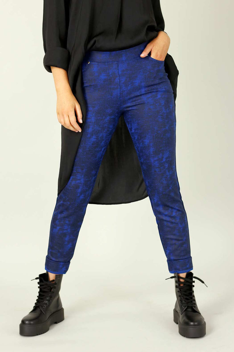 Cobalt Leatherette Pull On Jean - SALE