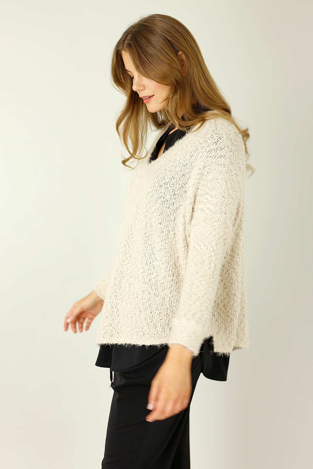 Ivory Fluffy Vee Top