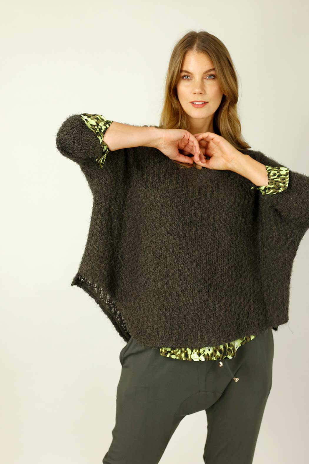 Khaki Fluffy Vee Overtop