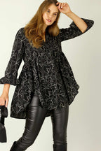 Black Floral Nano Babydoll Shirt - SALE