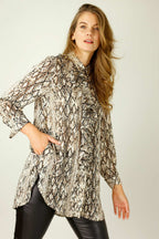 Brown Snake Chiffon Waterfall Shirt - SALE