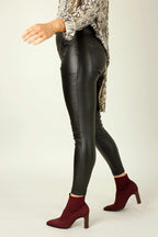 Black Waxed Leatherette Slim Jean