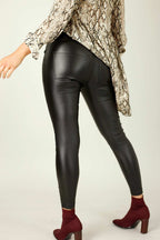 Black Waxed Leatherette Slim Jean
