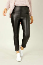 Black Waxed Leatherette Stud Jean - SALE