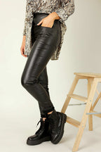 Black Waxed Leatherette Easy Jean