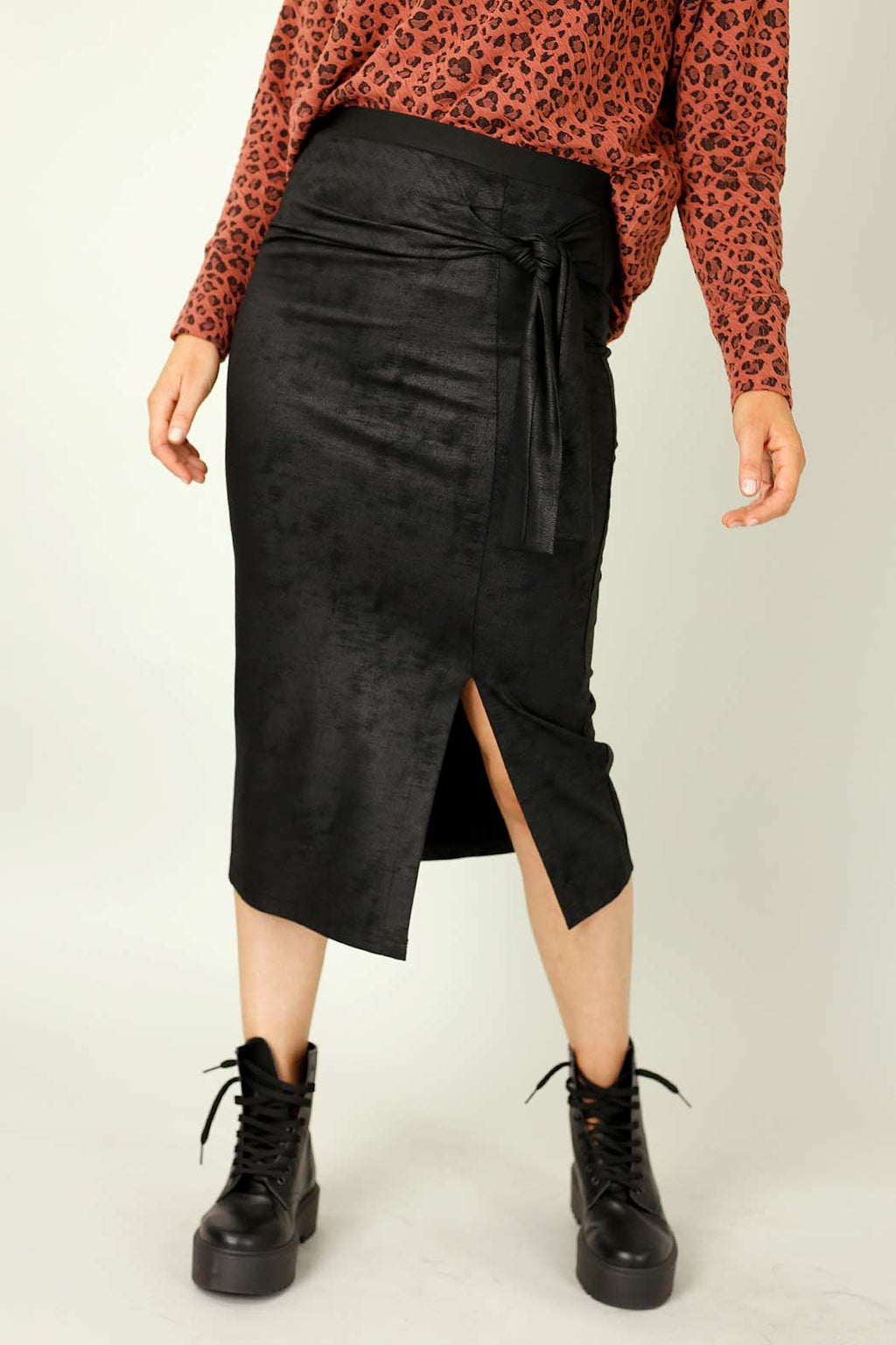 Black Leatherette Harlow Skirt