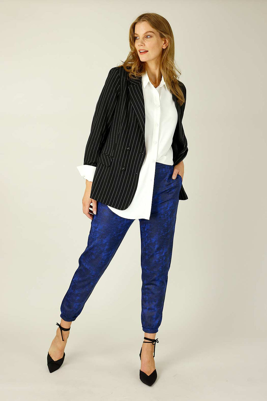 Cobalt Leatherette Stitch Jogger