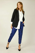 Cobalt Leatherette Stitch Jogger