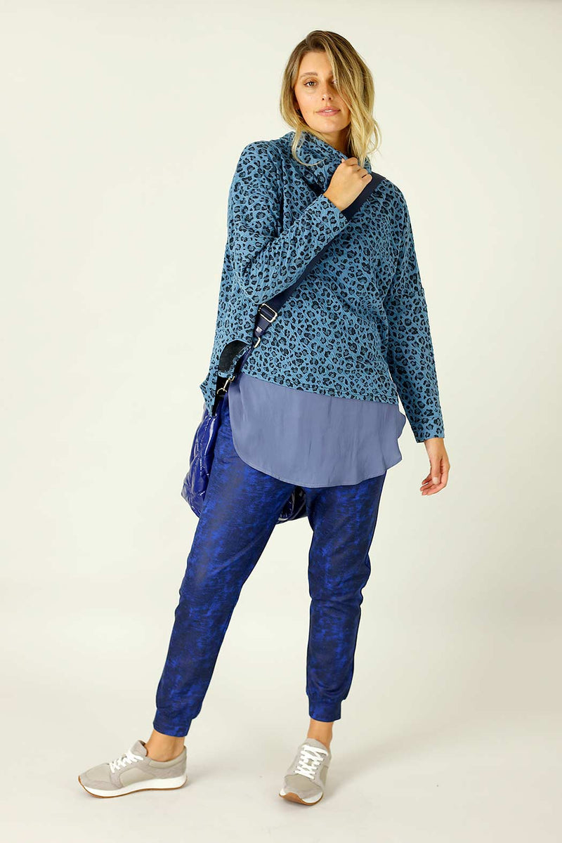 Cobalt Leatherette Stitch Jogger