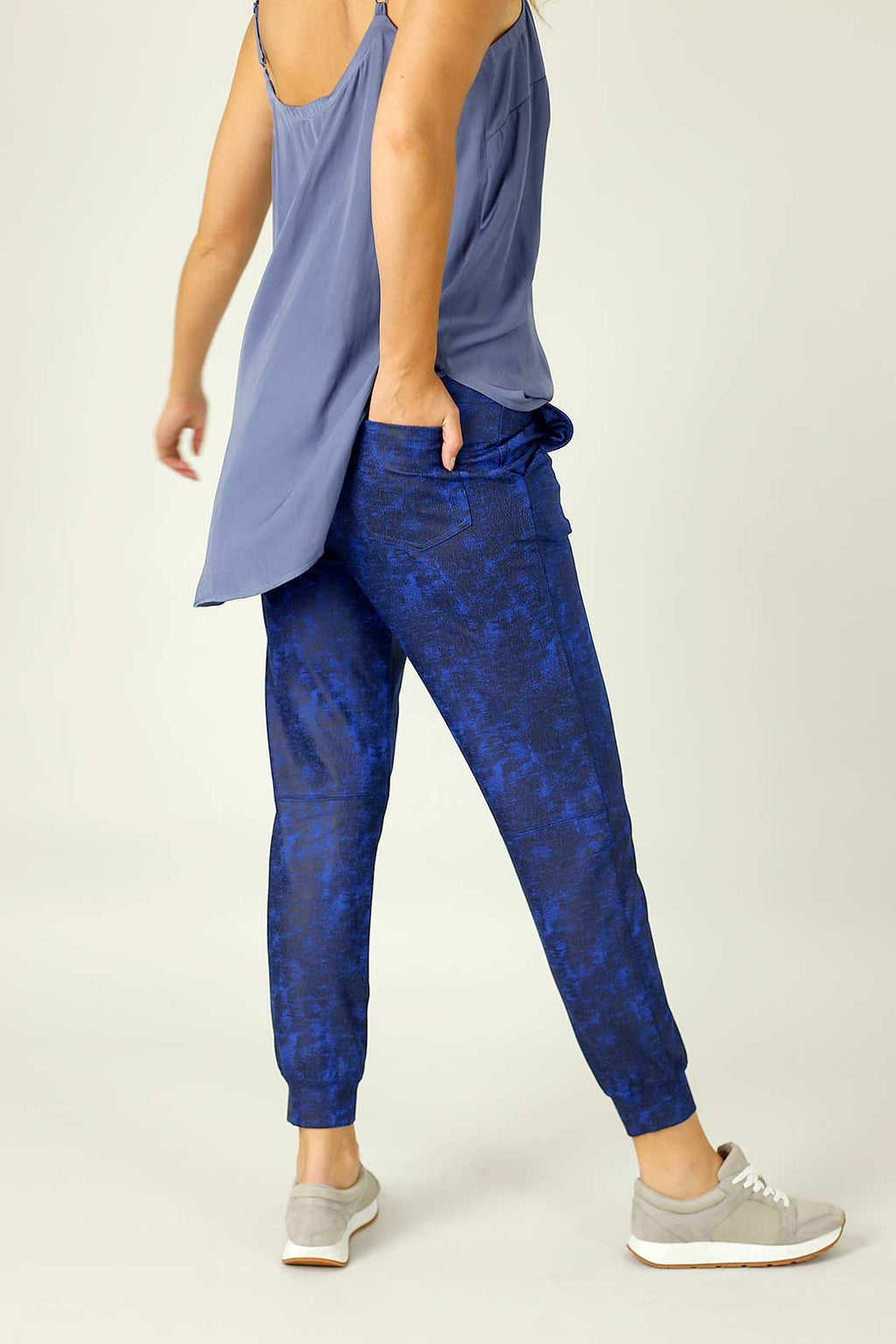Cobalt Leatherette Stitch Jogger