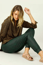 Forest Leatherette Stitch Jogger
