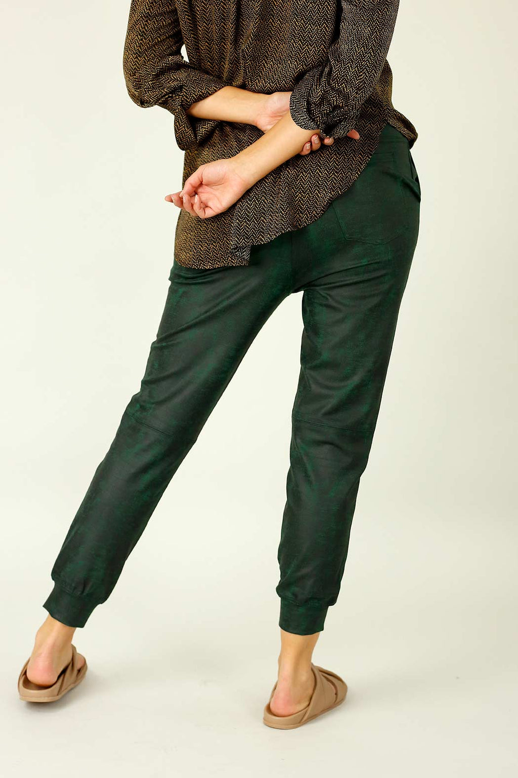 Forest Leatherette Stitch Jogger
