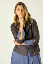 Misty Plum Leatherette Biker Jacket