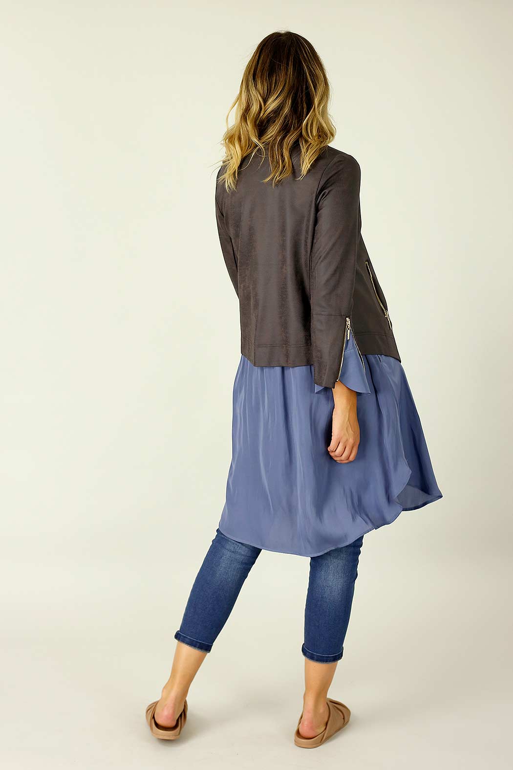 Misty Plum Leatherette Biker Jacket