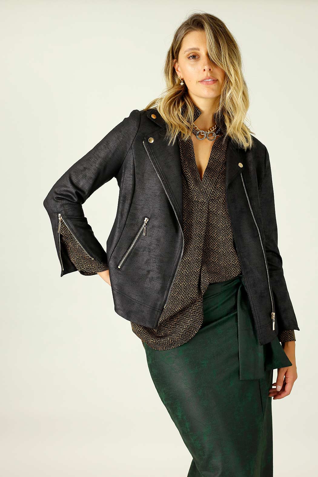 Black Leatherette Biker Jacket