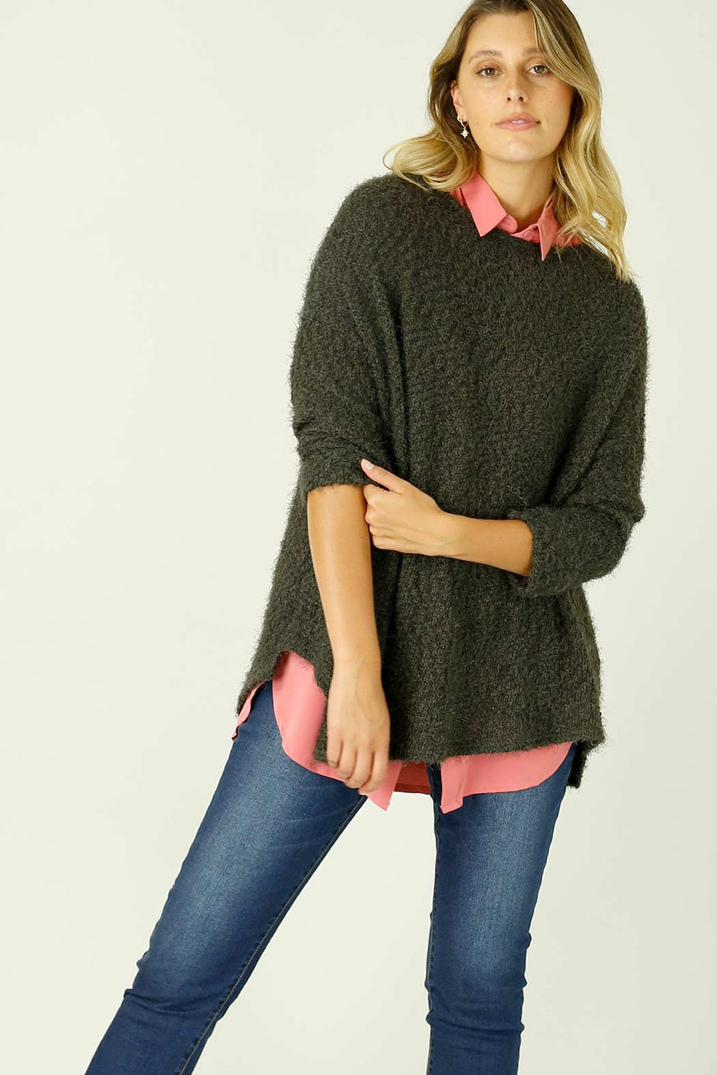 Khaki Fluffy Overtop - SALE