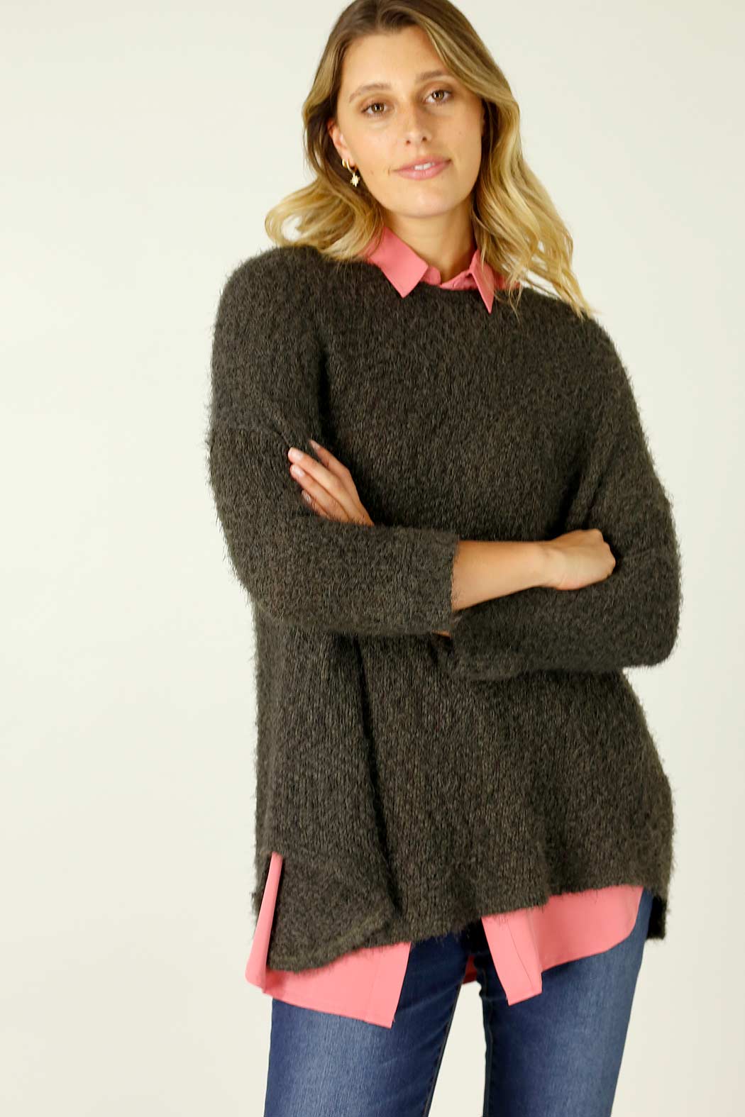 Khaki Fluffy Overtop - SALE