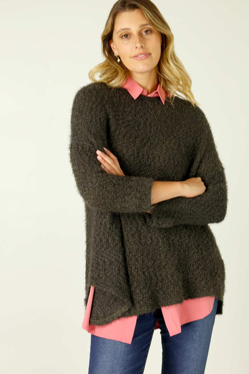 Khaki Fluffy Overtop - SALE