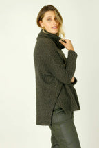 Khaki Fluffy Turtle Neck Jumper - SALE