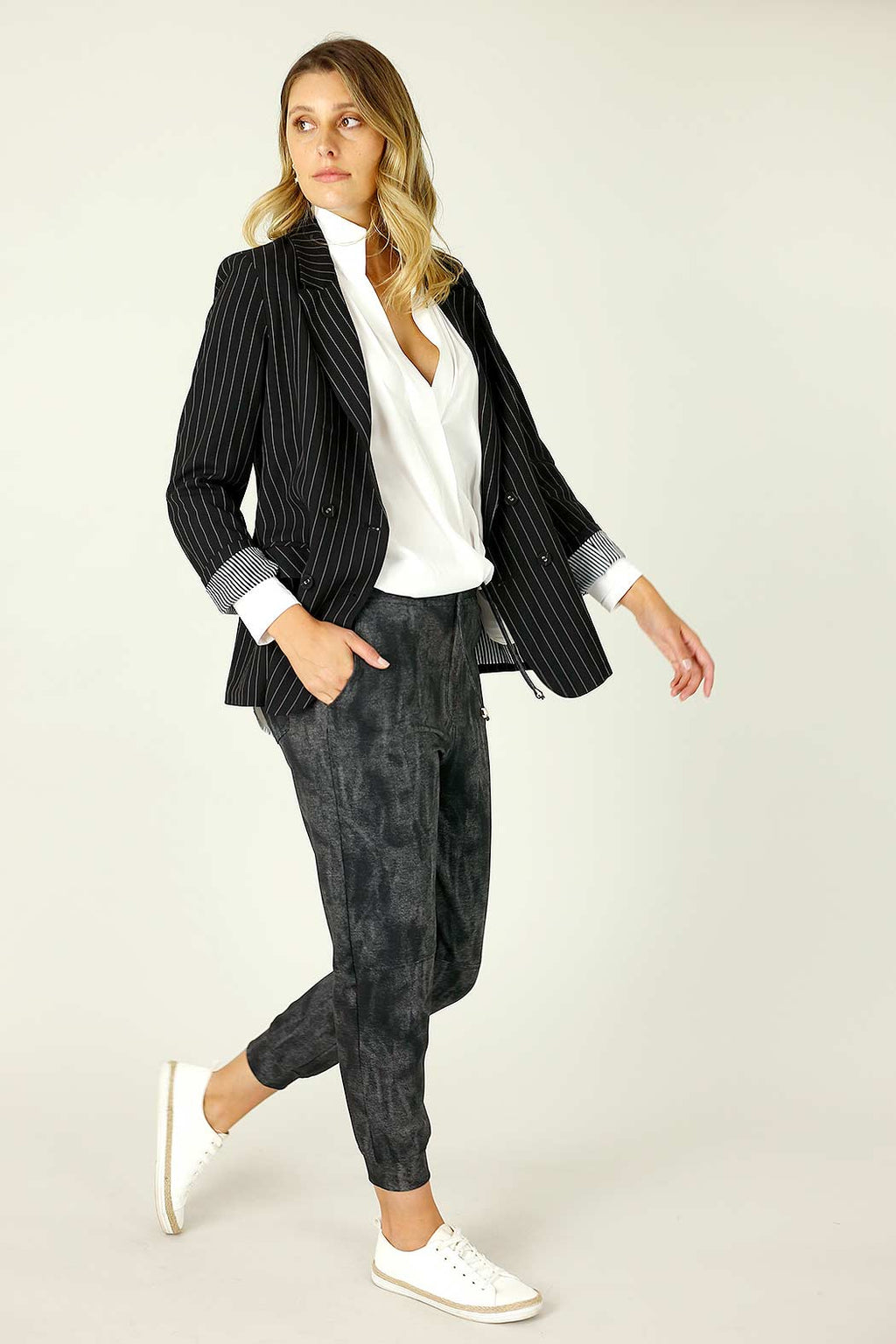 Black Denim Ponte Stitch Jogger - FINAL SALE