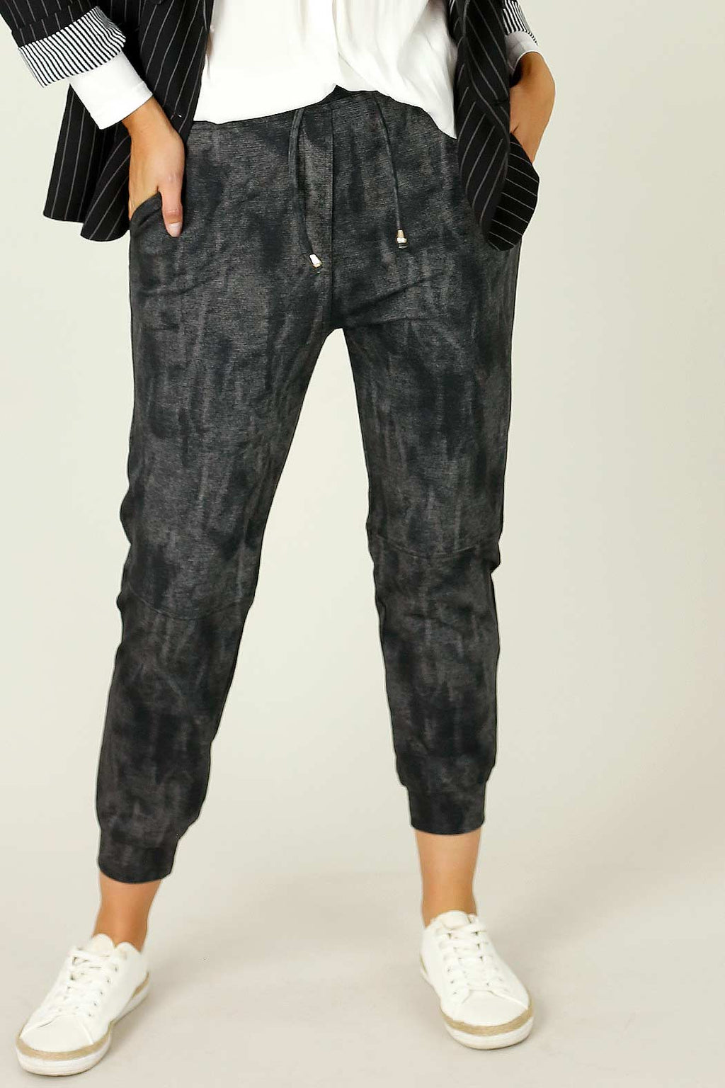Black Denim Ponte Stitch Jogger - FINAL SALE