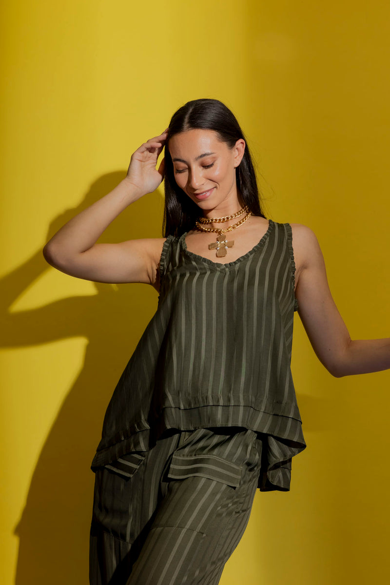 Khaki Frill Bell Cami