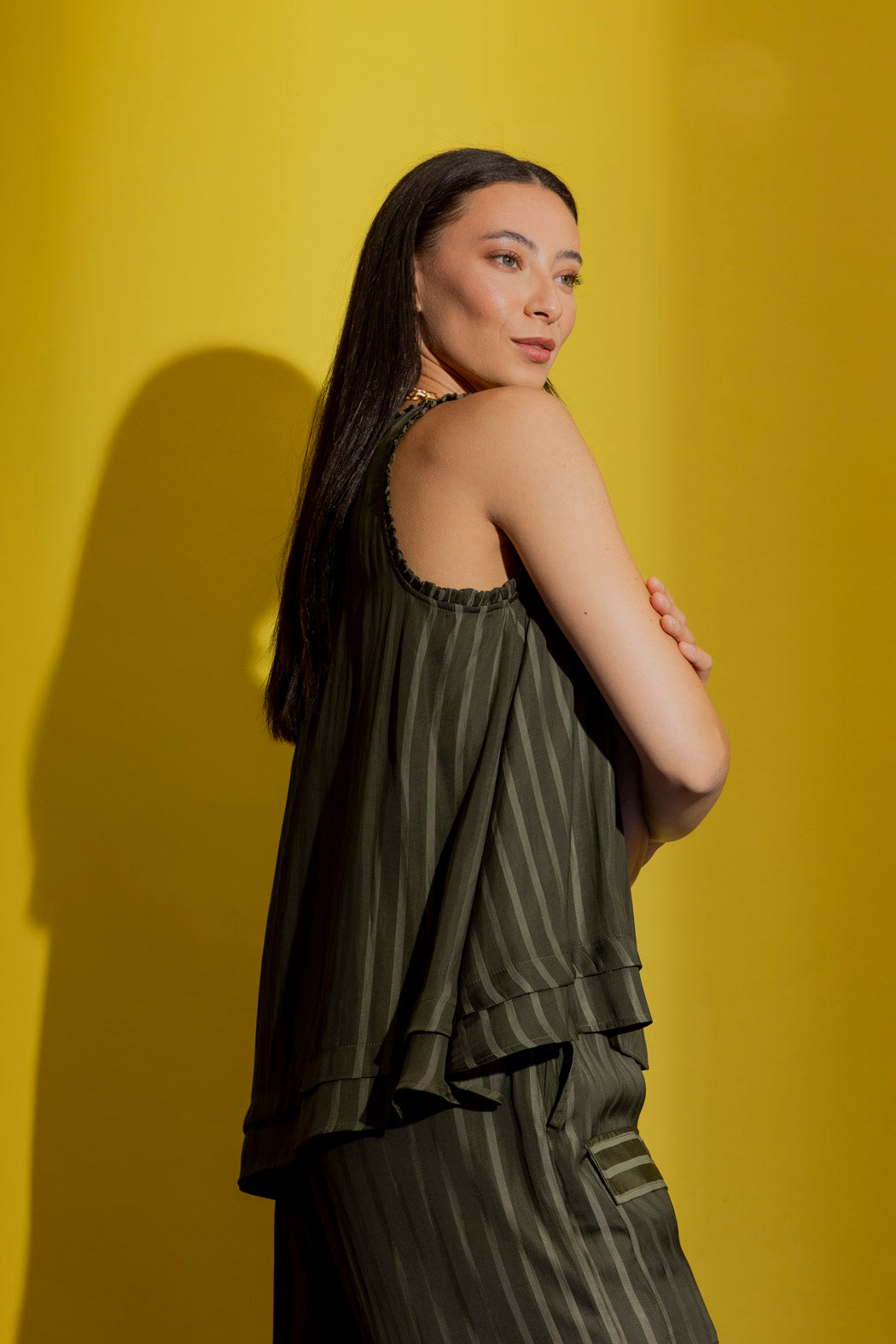 Khaki Frill Bell Cami