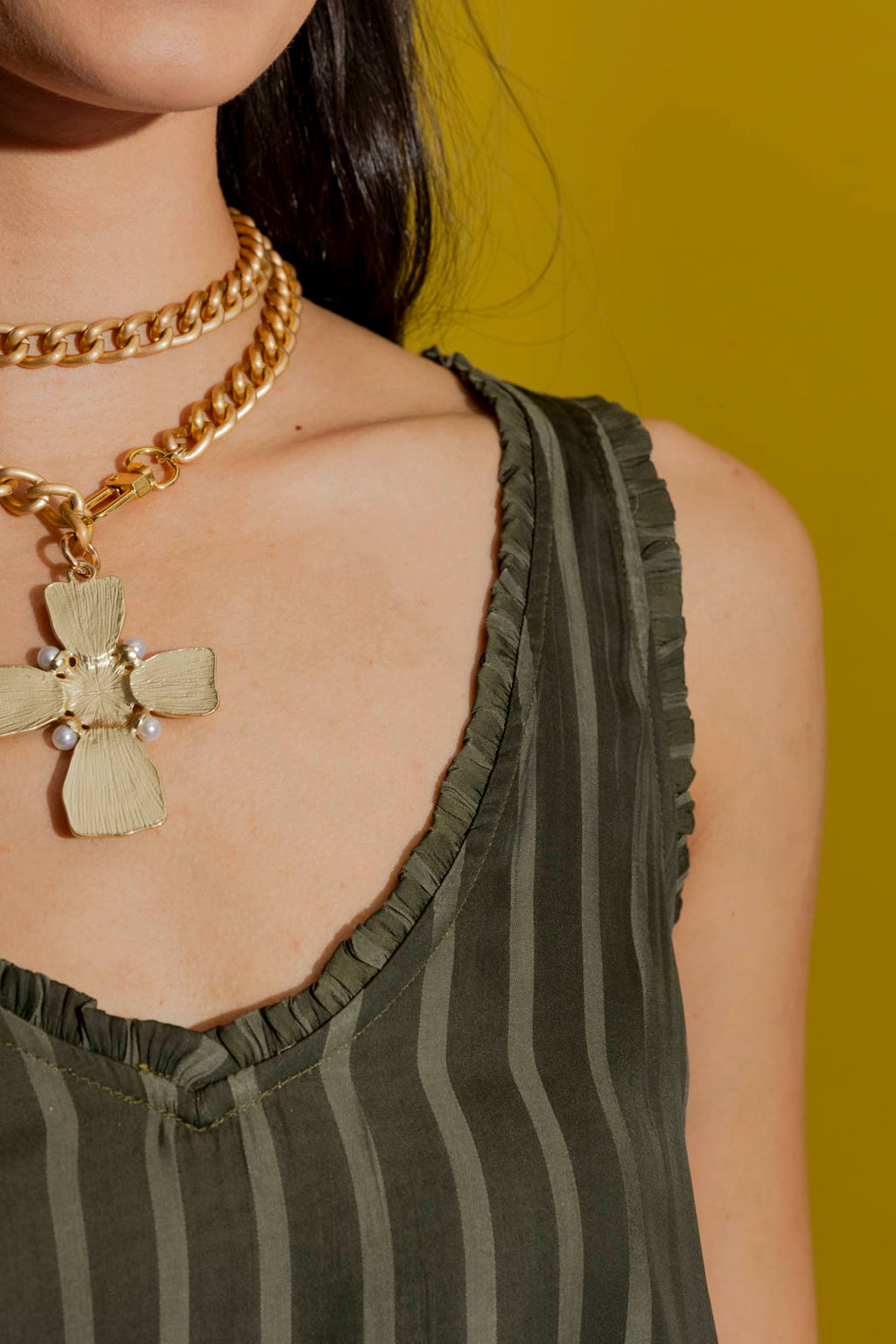 Khaki Frill Bell Cami