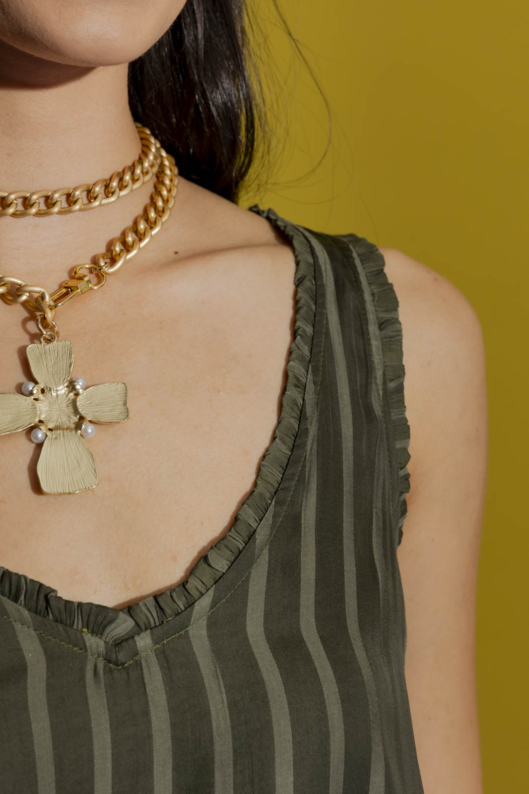Khaki Frill Bell Cami