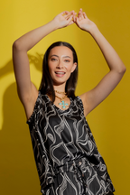 Black/White Frill Bell Cami