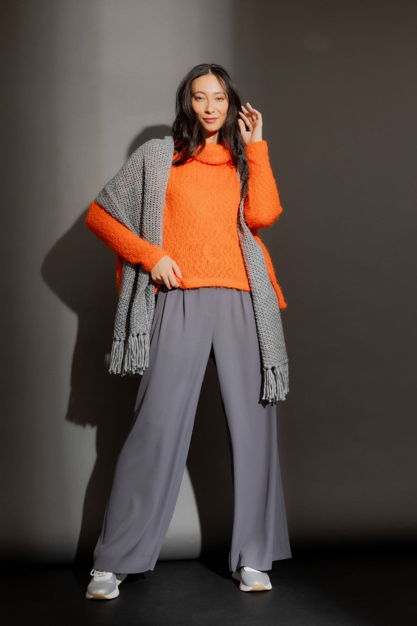 Orange Fluffy Roll Neck Jumper