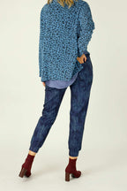 Blue Denim Ponte Stitch Jogger