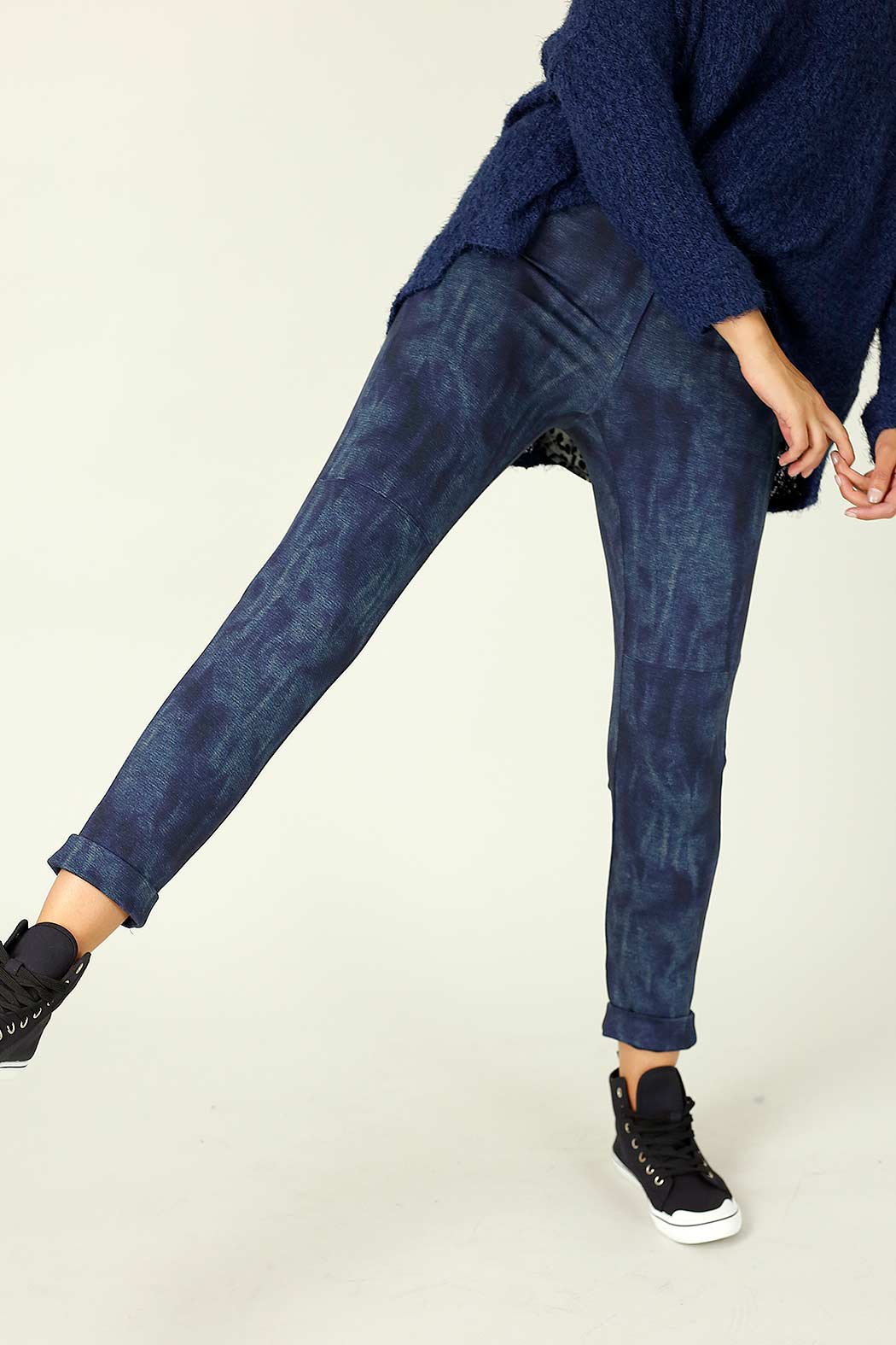 Blue Denim Ponte Panel Pant