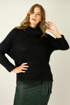 Black Fluffy Turtle Neck Jumper