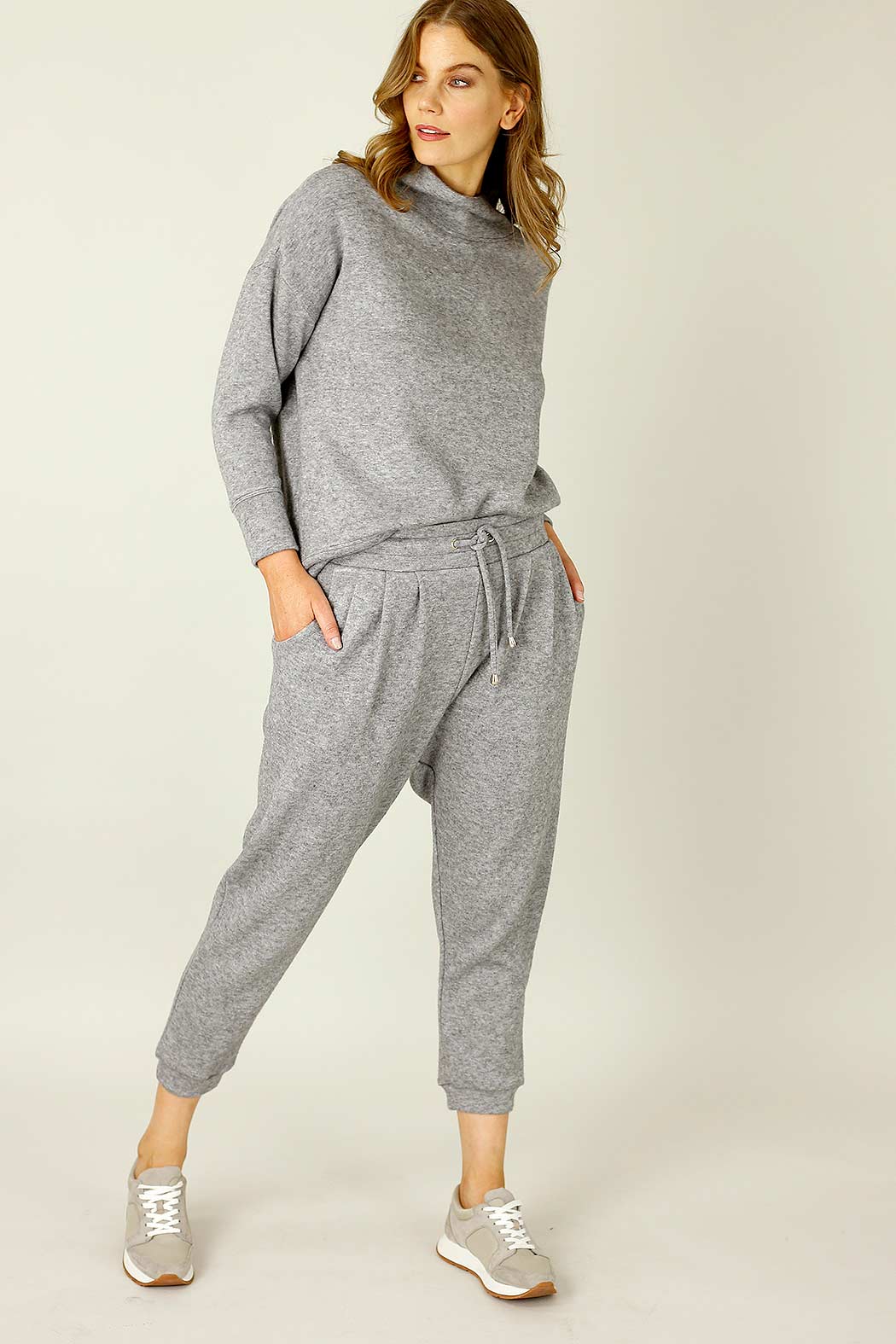 Grey Lux Drawstring Slouch Pant