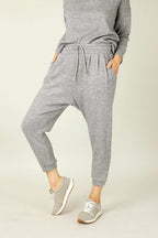 Grey Lux Drawstring Slouch Pant