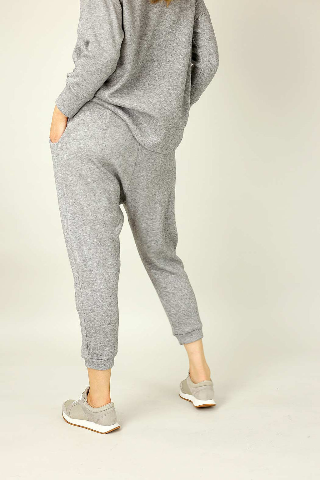 Grey Lux Drawstring Slouch Pant