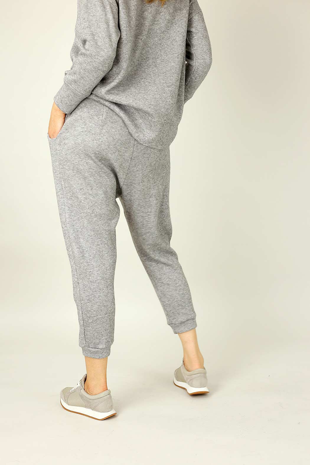 Grey Lux Drawstring Slouch Pant