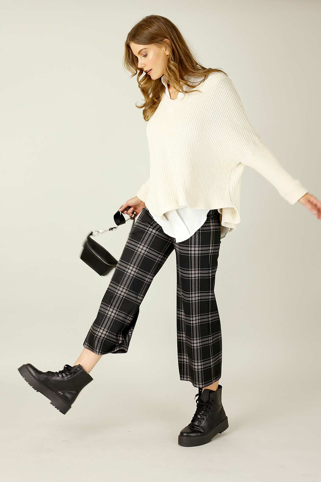 Ivory Velour Vee Neck Jumper - FINAL SALE