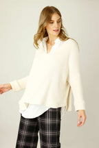 Ivory Velour Vee Neck Jumper - FINAL SALE