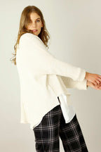 Ivory Velour Vee Neck Jumper - FINAL SALE