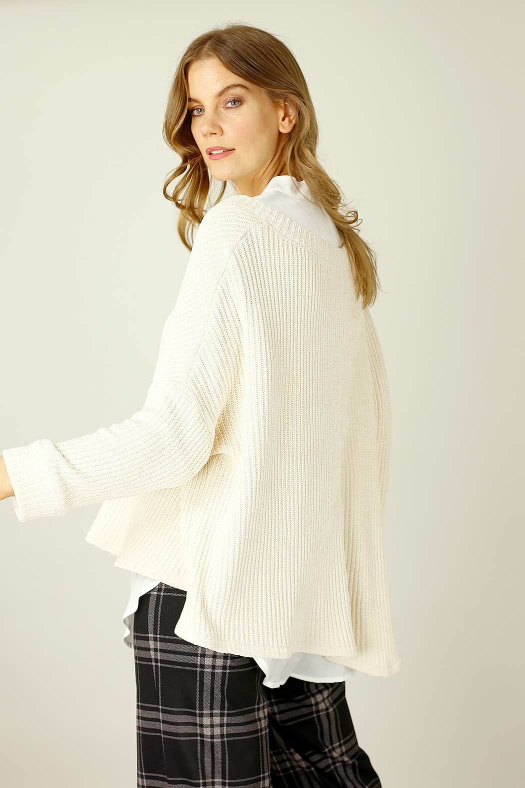 Ivory Velour Vee Neck Jumper - FINAL SALE
