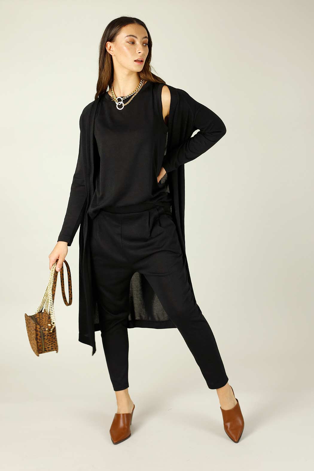 Black Woolly Crew Cami - SALE