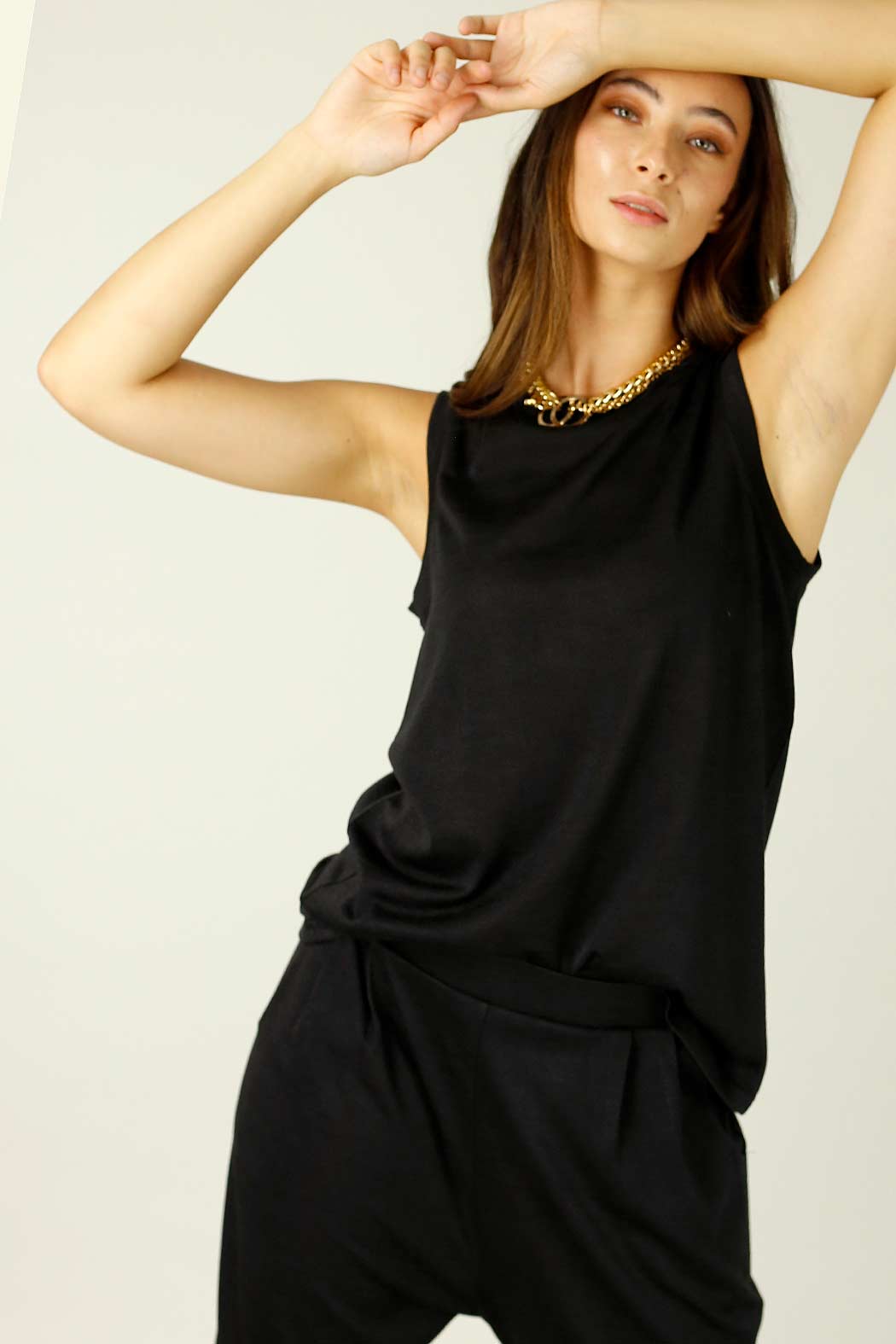 Black Woolly Crew Cami - SALE