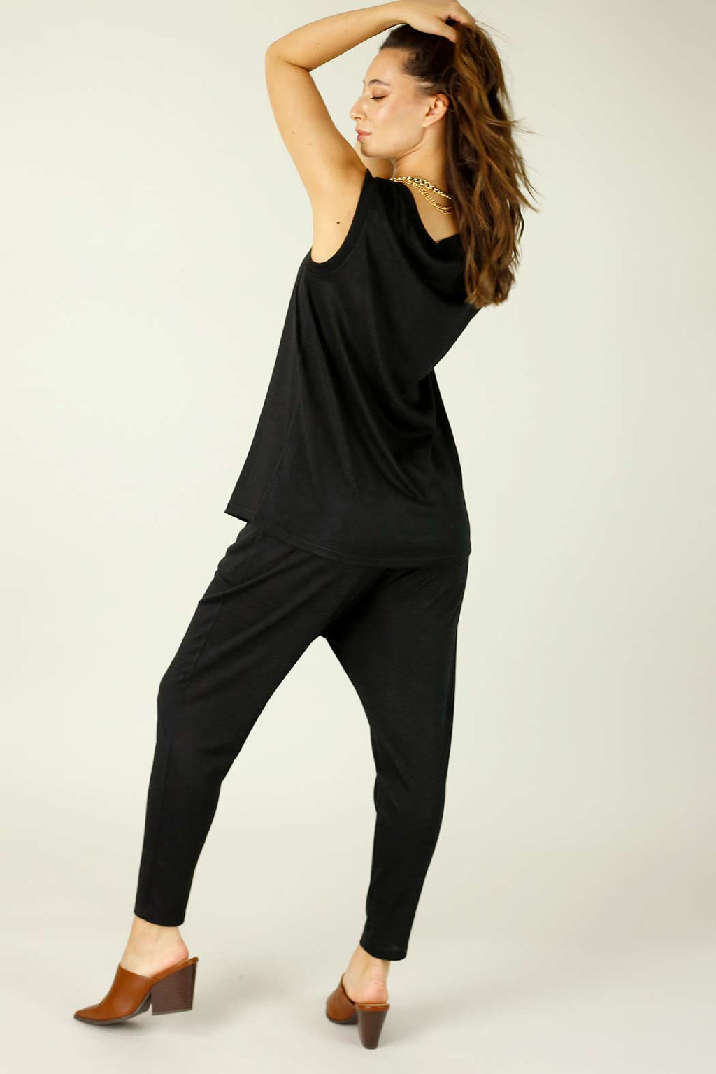 Black Woolly Crew Cami - SALE