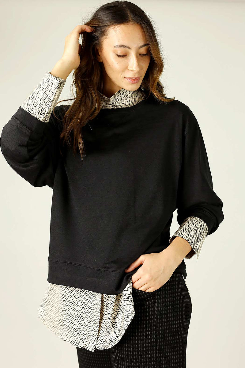 Black Woolly Crew Jumper - SALE